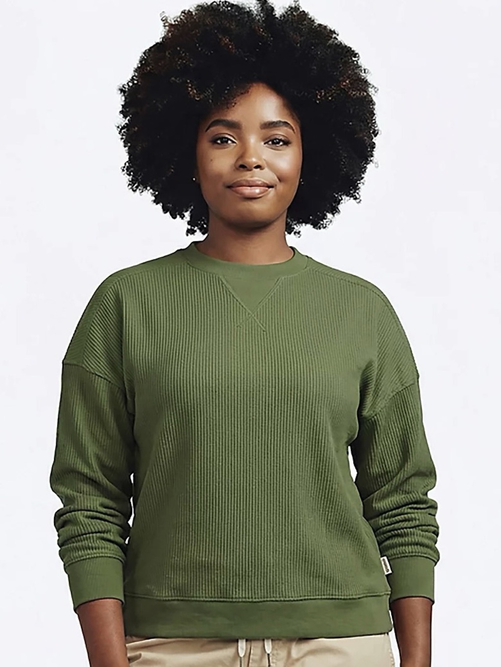 Magellan Olive Green Ribbed Sweatshirt
